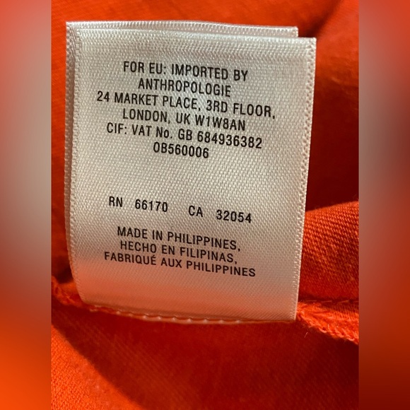 NWT Maeve Anthropologie Sleeveless Asymmetrical Shift Dress Orange Linen Blend - Picture 9 of 11